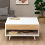 Hanah Home Mesa de Centro de 2 Niveles en Roble y Blanco con Cajón